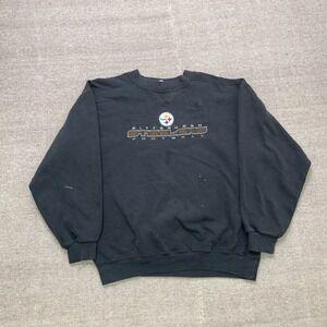 Vintage Pittsburgh Steelers Sweatshirt mens Large BLack 2000s y2k NFL REebok